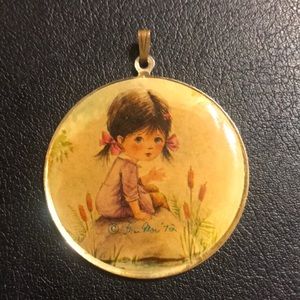 Vintage 1972 Fran Mar Moppet Girl pendant